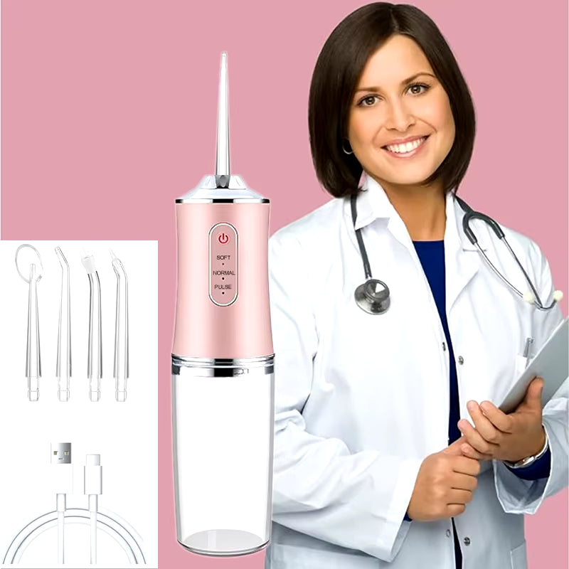 USB Portable Oral Irrigator Water Flosser Dental Water Jet Tools Pick Cleaning Teeth 200ML 4 Nozzles Mouth Oral Cleaning Agents