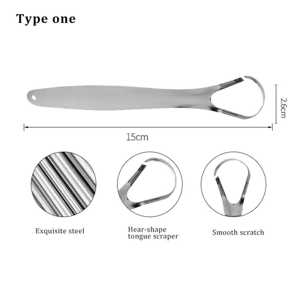 Tongue Cleaner with Travel Handy Case Stainless Steel Tongue Scraper Metal Brush Dental Oral Care Kit Fresh Breath Tool Adult