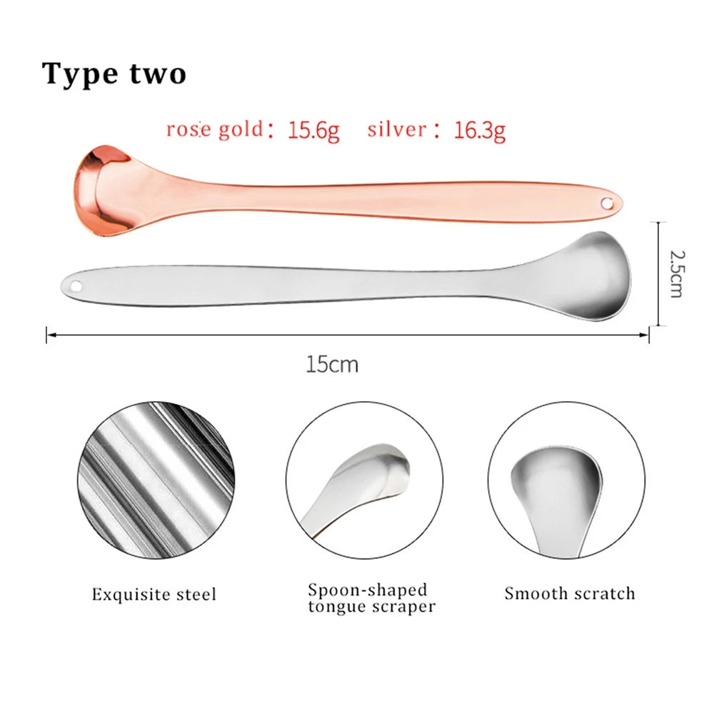 Tongue Cleaner with Travel Handy Case Stainless Steel Tongue Scraper Metal Brush Dental Oral Care Kit Fresh Breath Tool Adult